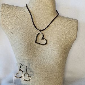 Lucky You Long Faux Leather Necklace & Earring Set